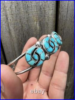 Vintage RARE Native American Annie Quam Gasper Turquoise Sterling Bracelet