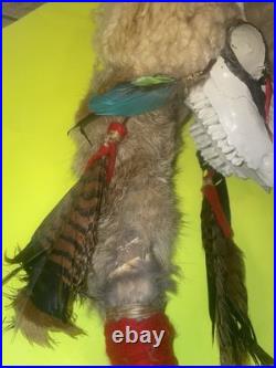 Vintage RARE Native American Ceremonial Medicine Stick Deer Head Moves