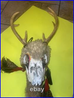 Vintage RARE Native American Ceremonial Medicine Stick Deer Head Moves