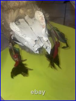 Vintage RARE Native American Ceremonial Medicine Stick Deer Head Moves