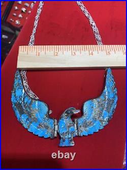 Vintage RARE Native American Flying Eagle Necklace Signed H Spencer