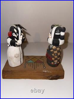 Vintage RARE Native American Kachina Doll Koshare Clown Hand Carved Symbols