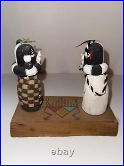 Vintage RARE Native American Kachina Doll Koshare Clown Hand Carved Symbols
