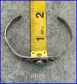 Vintage RARE Native American NAVAJO Turquoise Split shank Silver Bracelet 6.9 in