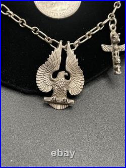 Vintage RARE Native American Navajo Sterling Charm Necklace South Western 37g
