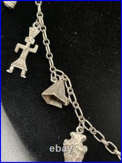 Vintage RARE Native American Navajo Sterling Charm Necklace South Western 37g Vintage RARE Native American Navajo Sterling Charm Necklace South Western 37g