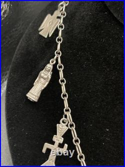 Vintage RARE Native American Navajo Sterling Charm Necklace South Western 37g