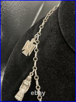 Vintage RARE Native American Navajo Sterling Charm Necklace South Western 37g