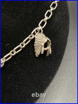Vintage RARE Native American Navajo Sterling Charm Necklace South Western 37g