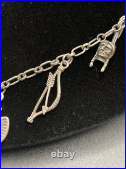 Vintage RARE Native American Navajo Sterling Charm Necklace South Western 37g