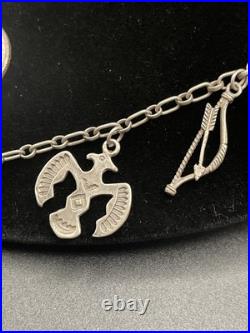 Vintage RARE Native American Navajo Sterling Charm Necklace South Western 37g