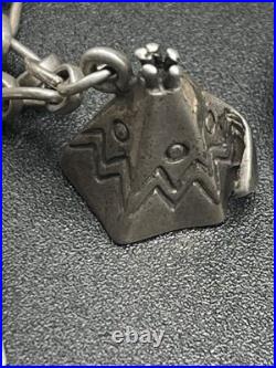 Vintage RARE Native American Navajo Sterling Charm Necklace South Western 37g