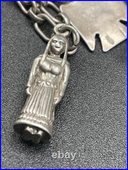 Vintage RARE Native American Navajo Sterling Charm Necklace South Western 37g