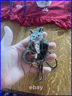 Vintage RARE Theodore Edaaki Zuni Owl Bolo With Tips Stunning Native American