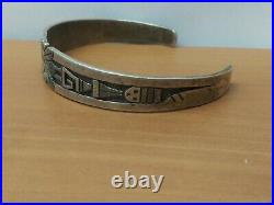 Vintage Rare Collectible Ronald Wadsworth Hopi Sterling Silver Overlay Cuff 22g