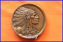 Vintage Rare James Avery Solid Bronze Indian Native American Chief Belt Buckle