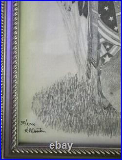 Vintage Rare Limited Native American Drawing Sketch Numbered Framed Signed