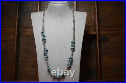 Vintage Rare NAVAJO Blue Turquoise Sterling Silver 29 Necklace