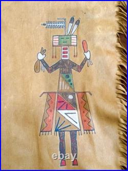 Vintage Rare Native American Hand Painted Ralph Lauren Leather Dress Size M