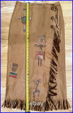 Vintage Rare Native American Hand Painted Ralph Lauren Leather Dress Size M