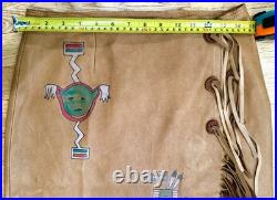 Vintage Rare Native American Hand Painted Ralph Lauren Leather Dress Size M