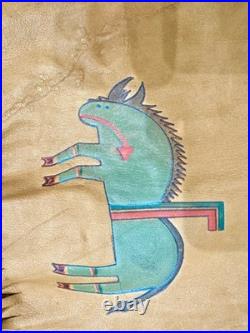 Vintage Rare Native American Hand Painted Ralph Lauren Leather Dress Size M
