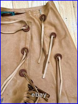 Vintage Rare Native American Hand Painted Ralph Lauren Leather Dress Size M