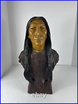 Vintage Rare Native American Indian Chief Bust Statue 70's Cigar