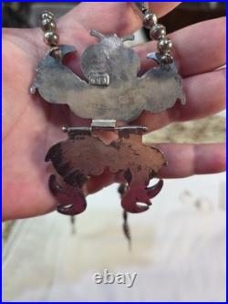 Vintage Rare Native American Necklace Coral Silver CHAIN