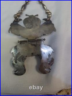 Vintage Rare Native American Necklace Coral Silver CHAIN