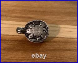 Vintage Rare Native American Two Sided Turquoise and Silver Pendant