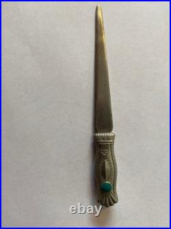 Vintage Rare Navajo Native American Letter Opener Sterling Silver Turquoise