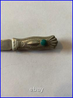 Vintage Rare Navajo Native American Letter Opener Sterling Silver Turquoise