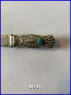 Vintage Rare Navajo Native American Letter Opener Sterling Silver Turquoise