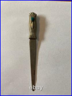 Vintage Rare Navajo Native American Letter Opener Sterling Silver Turquoise