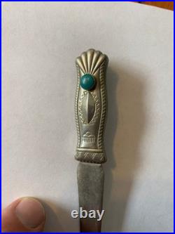 Vintage Rare Navajo Native American Letter Opener Sterling Silver Turquoise