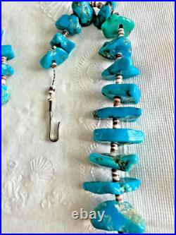 Vintage, Rare Navajo Native American Turquoise Nugget and Silver Chain Necklace