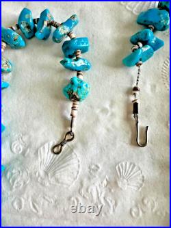 Vintage, Rare Navajo Native American Turquoise Nugget and Silver Chain Necklace