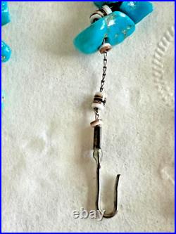 Vintage, Rare Navajo Native American Turquoise Nugget and Silver Chain Necklace