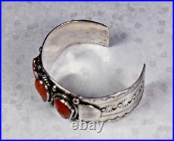 Vintage Rare Neal Paquin Jemez Navajo Coral Cuff Bracelet 61.8g