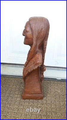 Vintage Rare Red Mill Native American Indian Chief Bust Statue Cigar Shop 1987