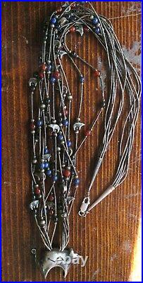 Vintage Rare Sterling Silver 925 Navajo Strands Beads Bears WOW WHAT A FIND