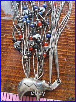 Vintage Rare Sterling Silver 925 Navajo Strands Beads Bears WOW WHAT A FIND