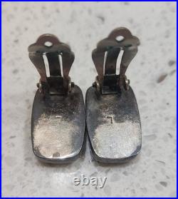 Vintage Rare Turquoise Sterling Silver Navajo Earrings 925 Chris Billie