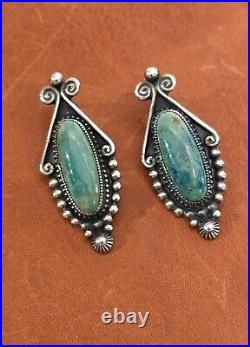 Vintage Signed Rick Martinez Sterling Turquoise Earrings R. Martinez Navajo Rare