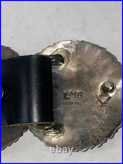 Vintage Sterling Silver Petit Point Turquoise Cluster Belt Signed LMB Rare