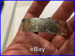 Vintage Tlingit Silver Bracelet Ed Kunz Original Juneau Alaska Signed Rare