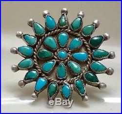 Vintage Zuni Sterling Silver & Petit Point Turquoise Ring OLD & RARE
