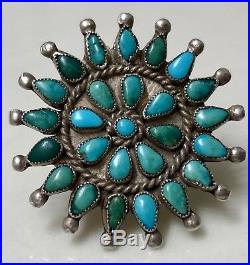 Vintage Zuni Sterling Silver & Petit Point Turquoise Ring OLD & RARE