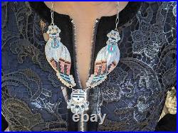 Vintage Zuni Turquoise Necklace Earrings Set Rare Corn Maiden Signed Martinez